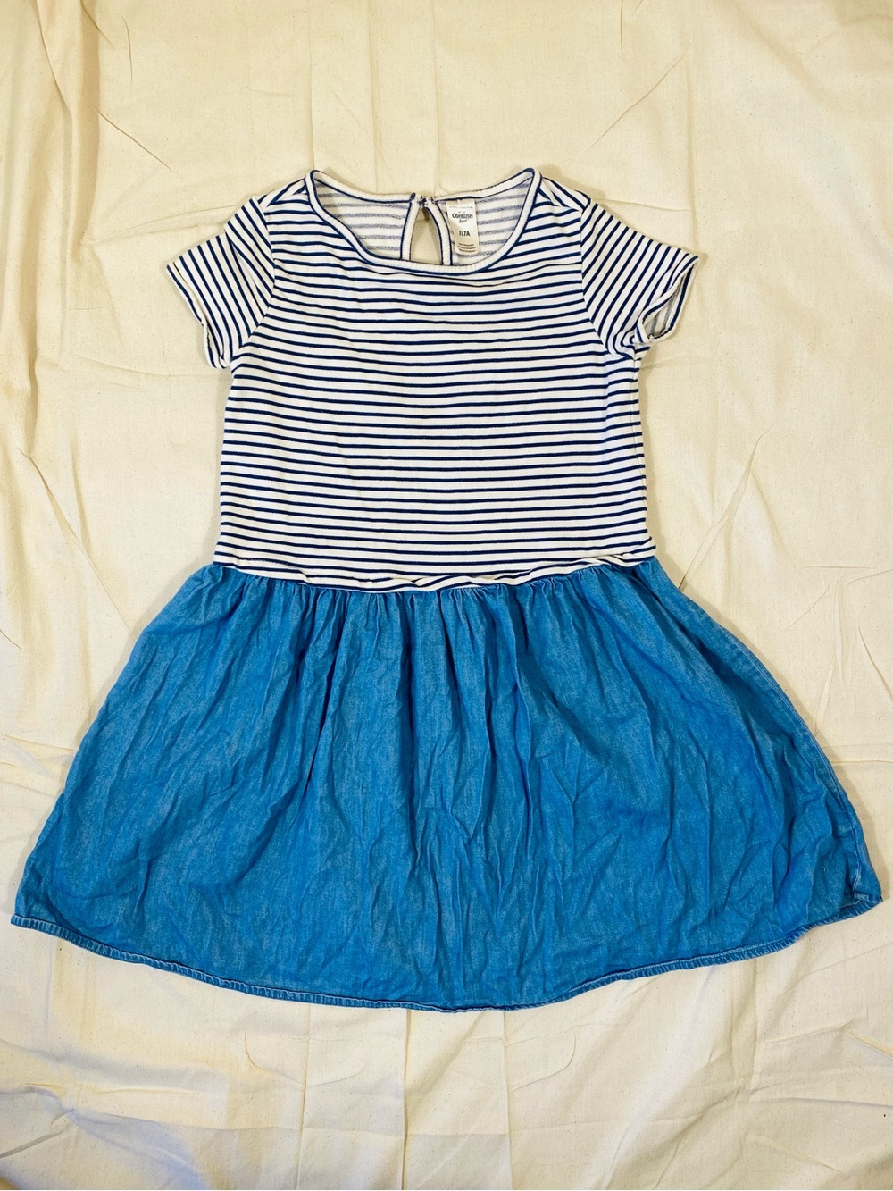 Girls Oshkosh Striped Short Sleeve with Light Denim Dress